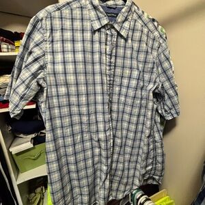 Nautica Men's Casual Blue and White Plaid Shirt